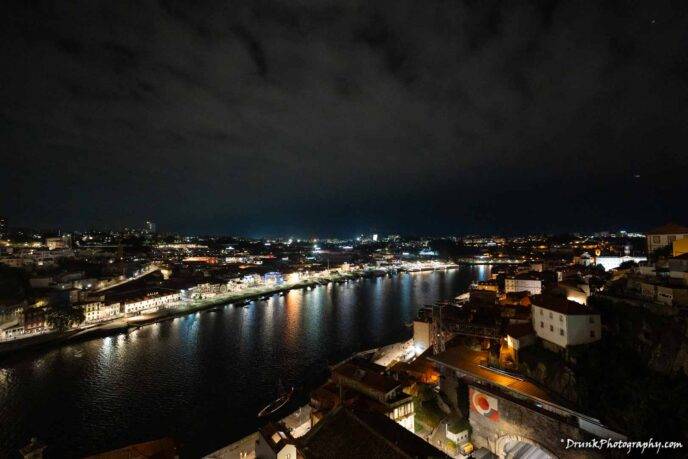 Porto at night from Ponte Infante Dom Henrique Portugal